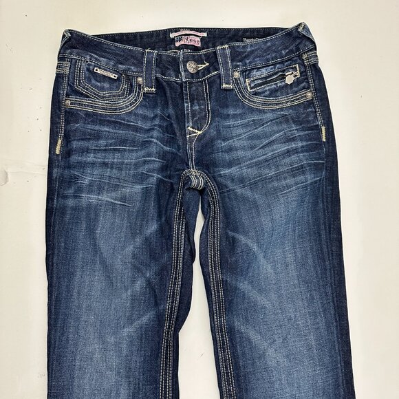 Rerock Express Barely Boot Women's size 6 Dark Wash Blue Denim Jeans - Picture 2 of 5